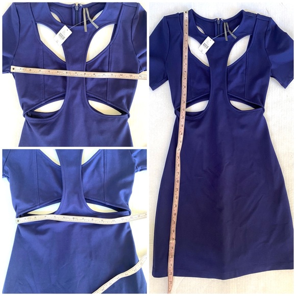 NWT by Anthropologie Ponte Cut-Out Navy Blue Short Sleeve Mini Dress Size XS - Picture 12 of 13